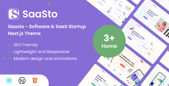 Saasto – Software & SaaS Startup React Nextjs Template