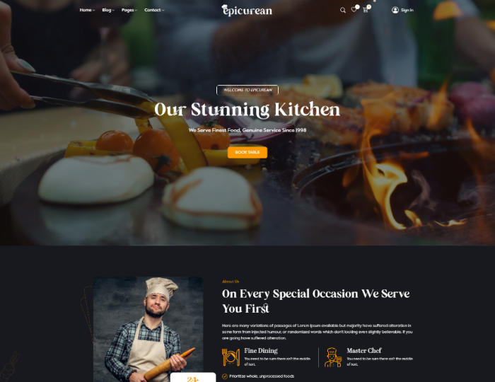 Epicurean – Food & Restaurant Elementor WordPress Theme