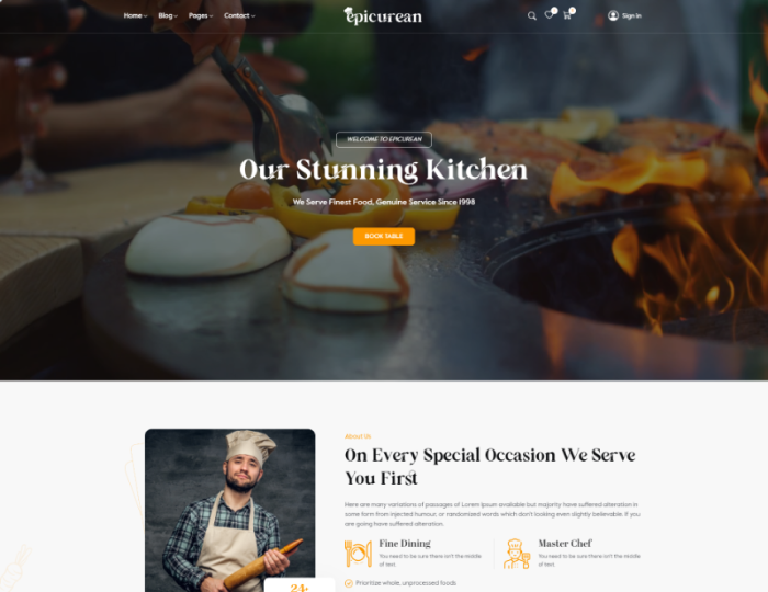 Epicurean – Food & Restaurant Elementor WordPress Theme