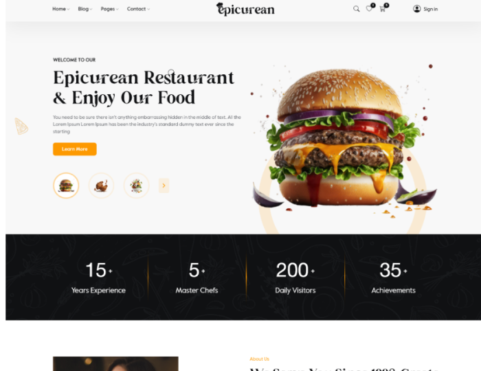 Epicurean – Food & Restaurant Elementor WordPress Theme