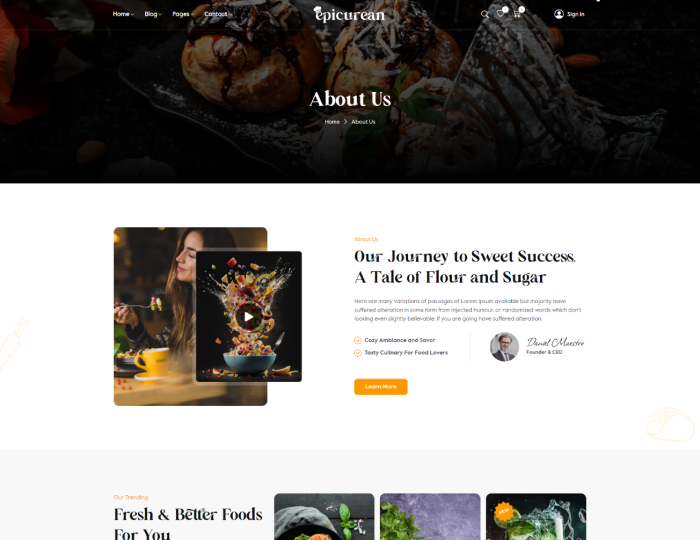 Epicurean – Food & Restaurant Elementor WordPress Theme