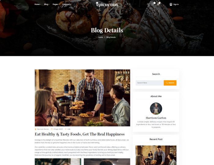 Epicurean – Food & Restaurant Elementor WordPress Theme