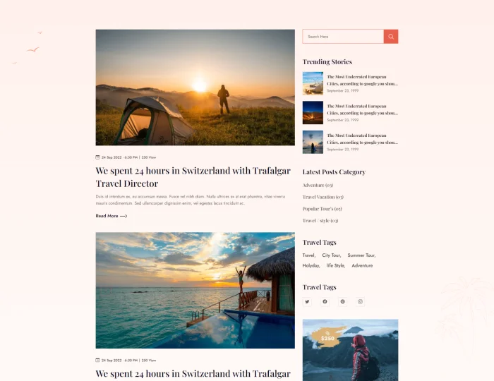 Arid – Travel & Tourism HTML/Tailwind CSS Template