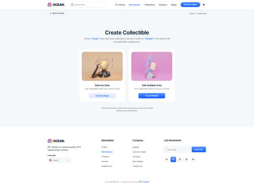 NFTOcean – NFT Marketplace Website Template + Light & Dark