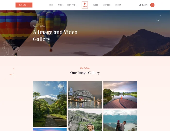 Arid – Travel & Tourism HTML/Tailwind CSS Template