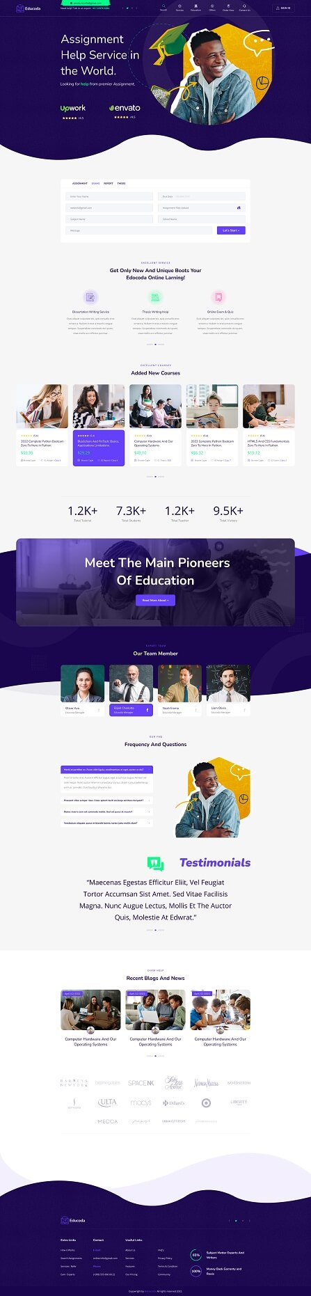 Educoda – Education and Assignment Services HTML Template