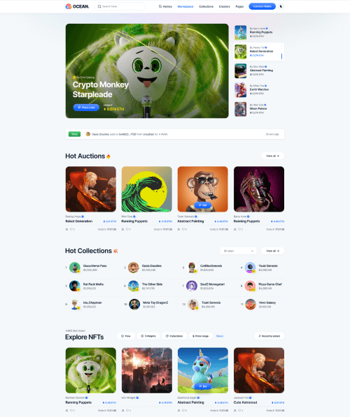 NFTOcean – NFT Marketplace React Next JS Template