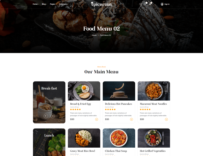 Epicurean – Food & Restaurant Elementor WordPress Theme