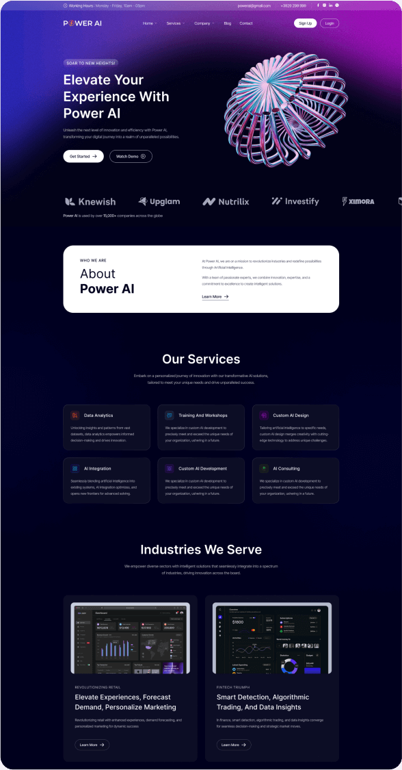 Power AI – Artificial Intelligence Multipurpose Website HTML Template