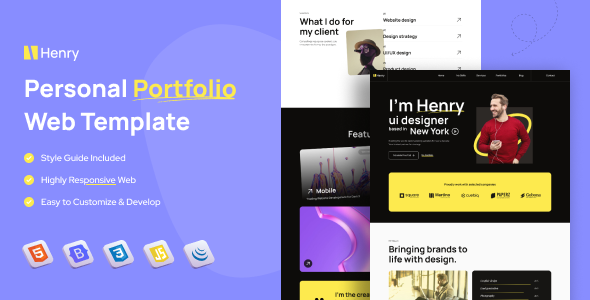 Henry – Personal Portfolio Website HTML Template