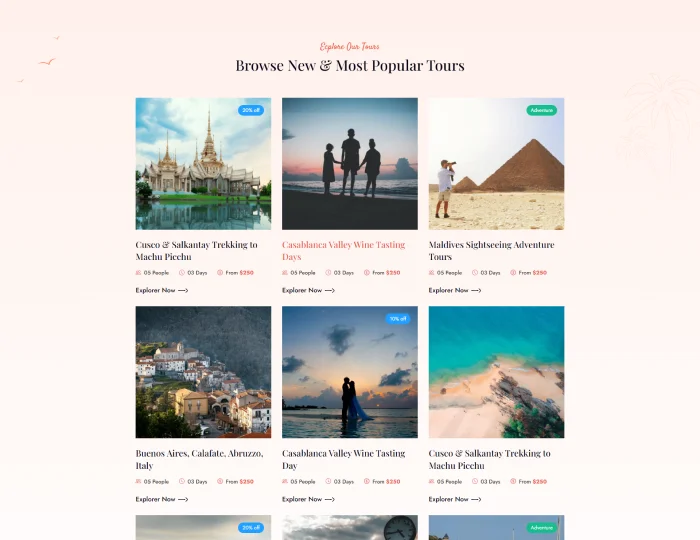 Arid – Travel & Tourism HTML/Tailwind CSS Template