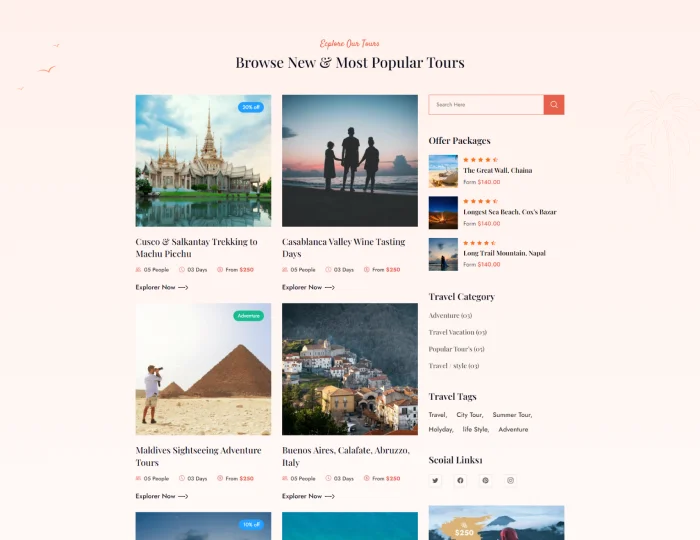 Arid – Travel & Tourism HTML/Tailwind CSS Template